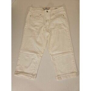 Levi's White Denim Capri Cropped Jeans Womens Size‎ 10 Cuffed Casual